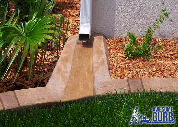 Landscape Curbing - Custom Stamped Edging - Slate Tile with Rain Drain