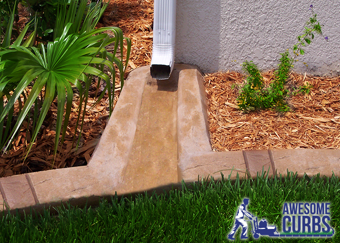 Landscape Curbing - Custom Stamped Edging - Slate Tile with Rain Drain